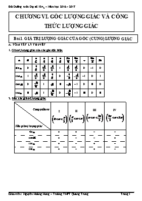 Đại số 10 - Bài 1 Giá trị lượng giác của góc (cung) lượng giác